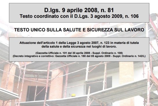 Disponibile l’ultimo aggiornamento del Testo unico salute e sicurezza