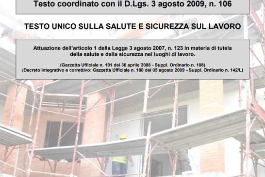 Testo unico sulla salute e sicurezza sul lavoro aggiornato a gennaio 2019