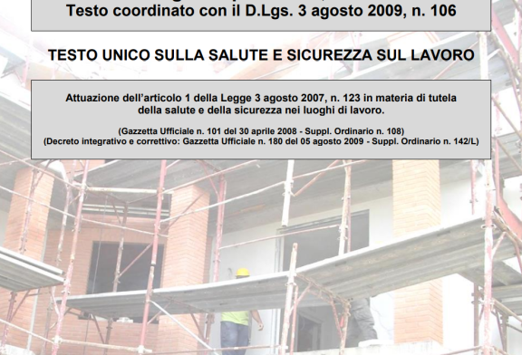 Testo unico sulla salute e sicurezza sul lavoro aggiornato a gennaio 2019